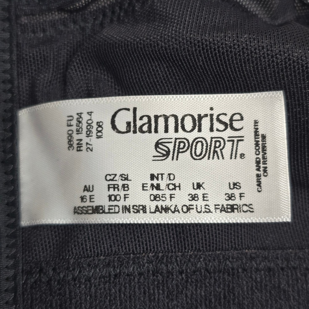 Glamorise Magic Lift Sport Bra Womens 38F Black High Impact Wireless - Picture 7 of 9
